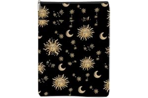 CSHVJ Sun and Moon Witchy Gifts Book Sleeve Book Lovers Gifts Hippie Book Cover Book Protector with Zipper and Front Pocket Book Pouch Book Accessories Bookish Gifts Astrology Gifts for Women Librarian