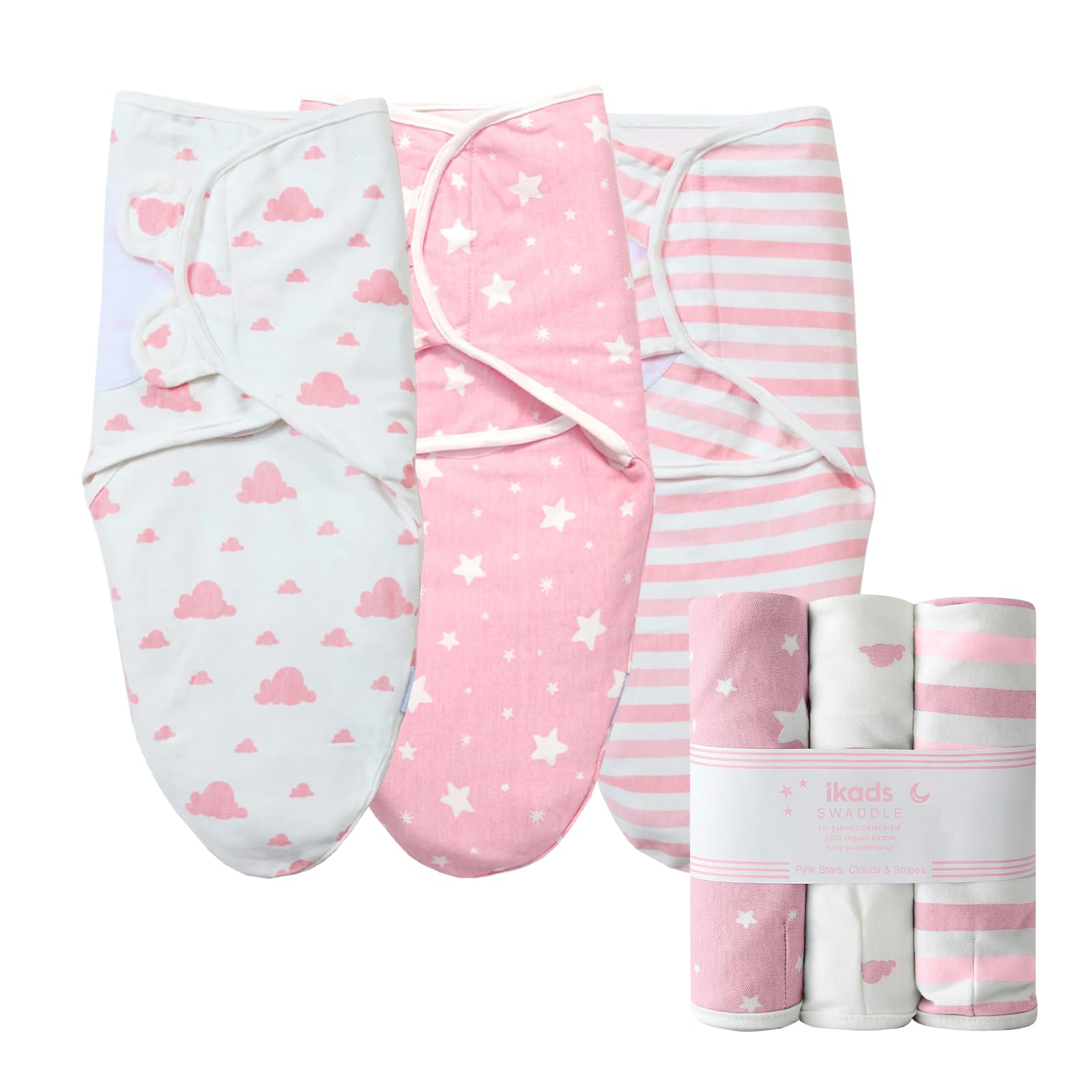 Imperial Rooms Pink Swaddle Blanket 0-3 Months 100% Soft Organic Cotton Swaddles for Newborn – Pack of 3 Baby Swaddle Blanket for Boy and Girl Baby Wrap