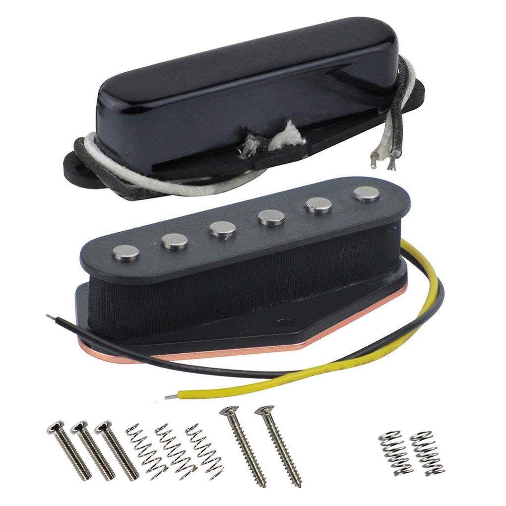 FLEOR Vintage Single Coil Pickups Set Black Neck & Bridge Pickup (50mm/55mm) Alnico 5 Magnet for TL TE Style Guitar Parts