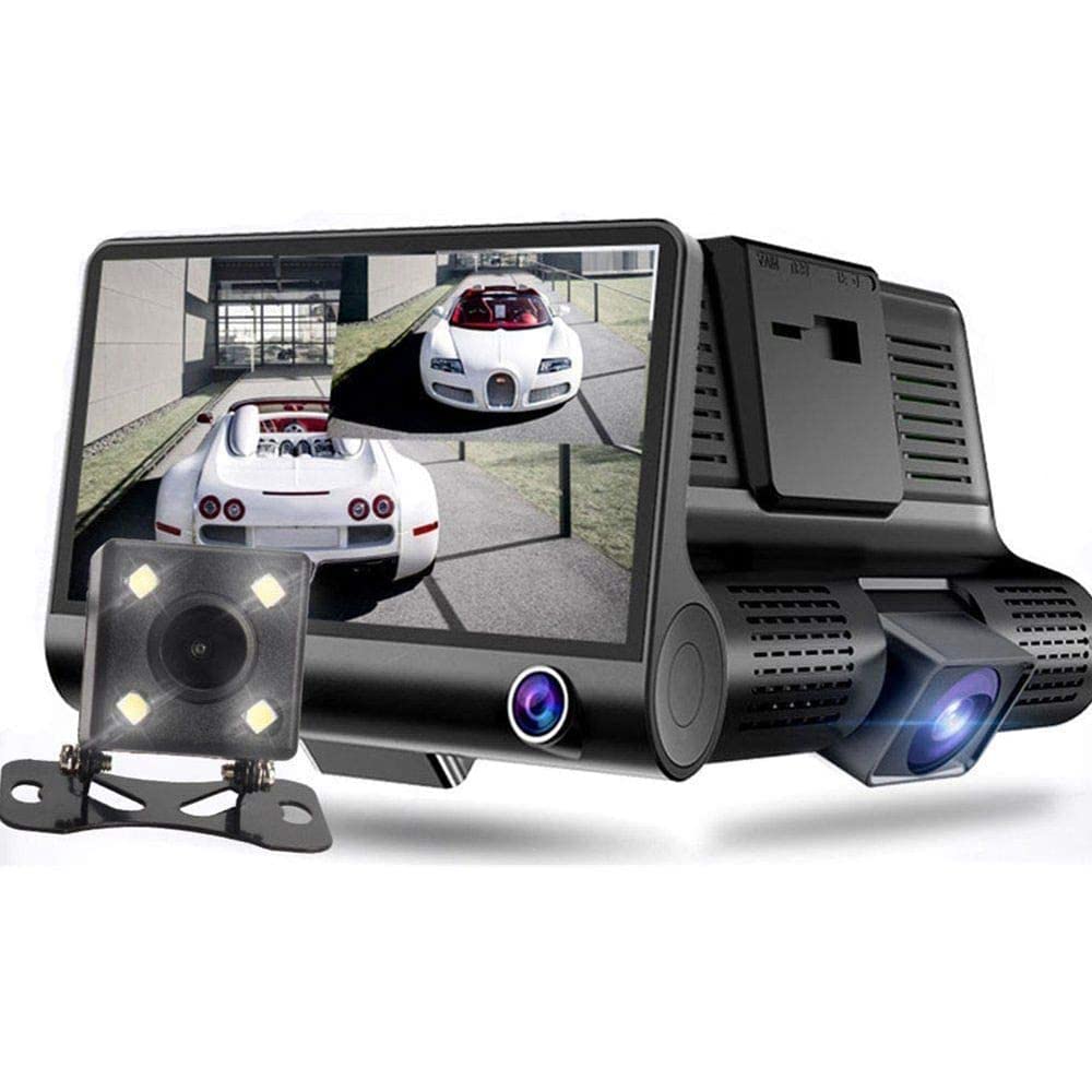MASO Car Video Recorder 3 Ways 1080P Dash Cam Front and Rear View Video 4 Inch Car DVR Video Recorder