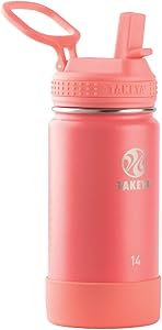 Takeya Kids Insulated Water Bottle w/Straw Lid, 14 Ounces, Watermelon