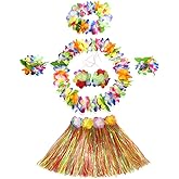 Fighting to Achieve 30cm Hawaiian multicolor Grass Skirt Performance Costume Set for Girls