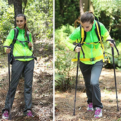 JinJin Trekking Poles - 2pcs Telescopic Adjustable Hiking or Walking Sticks Pole - Lightweight Quick Lock Walking or Hiking Stick Mountaineering (Black) - Thumbnail 2