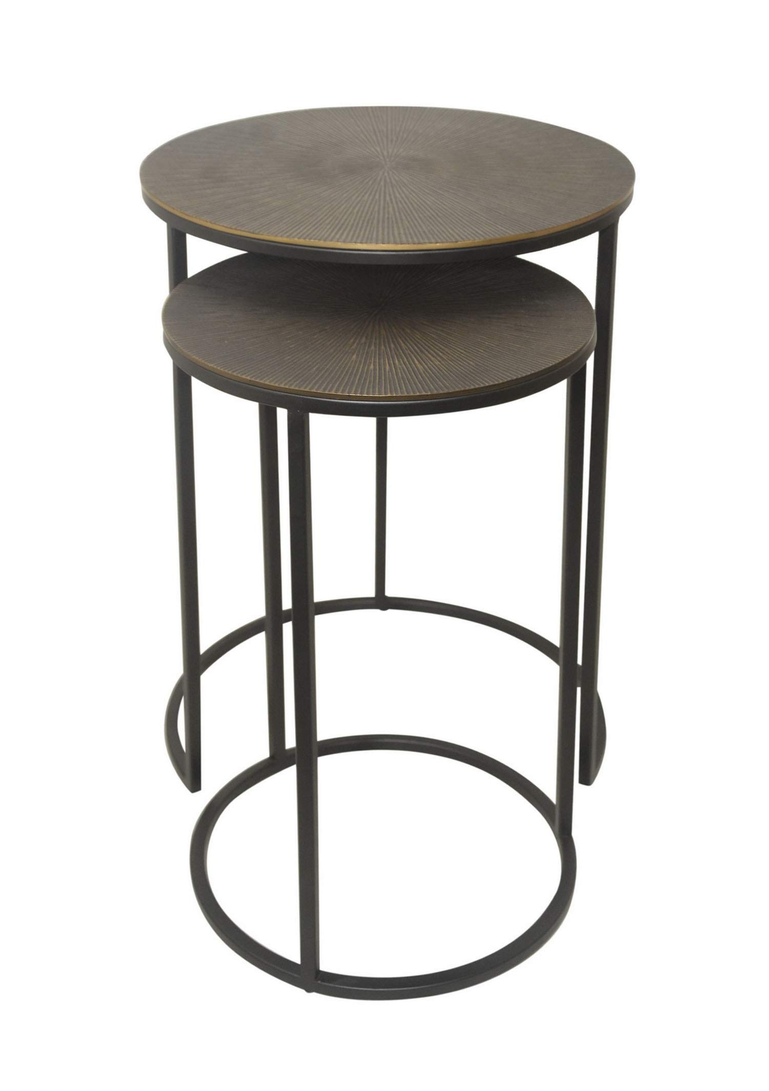 Aspect Hiba Round Nest of 2 Table,Antique Bronze/Black