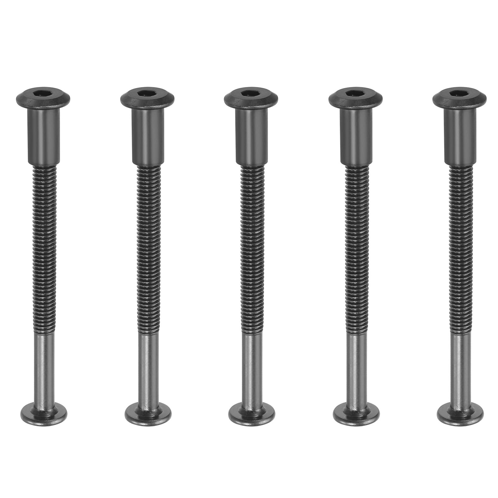 PATIKIL M8 x 80 mm Hex Chicago Screws, 5 Set Binding Screw Posts Connecting Hex Drive Socket Cap Bolt Nuts for Scrapbook Leather Belt Album Photo Furniture Repair, Black