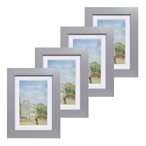 Muzilife Bilderrahmen 4er Set mit Glasscheibe Fotorahmen für Portrait/Galerie mit Passepartout 10x15cm ohne Passepartout 13x1