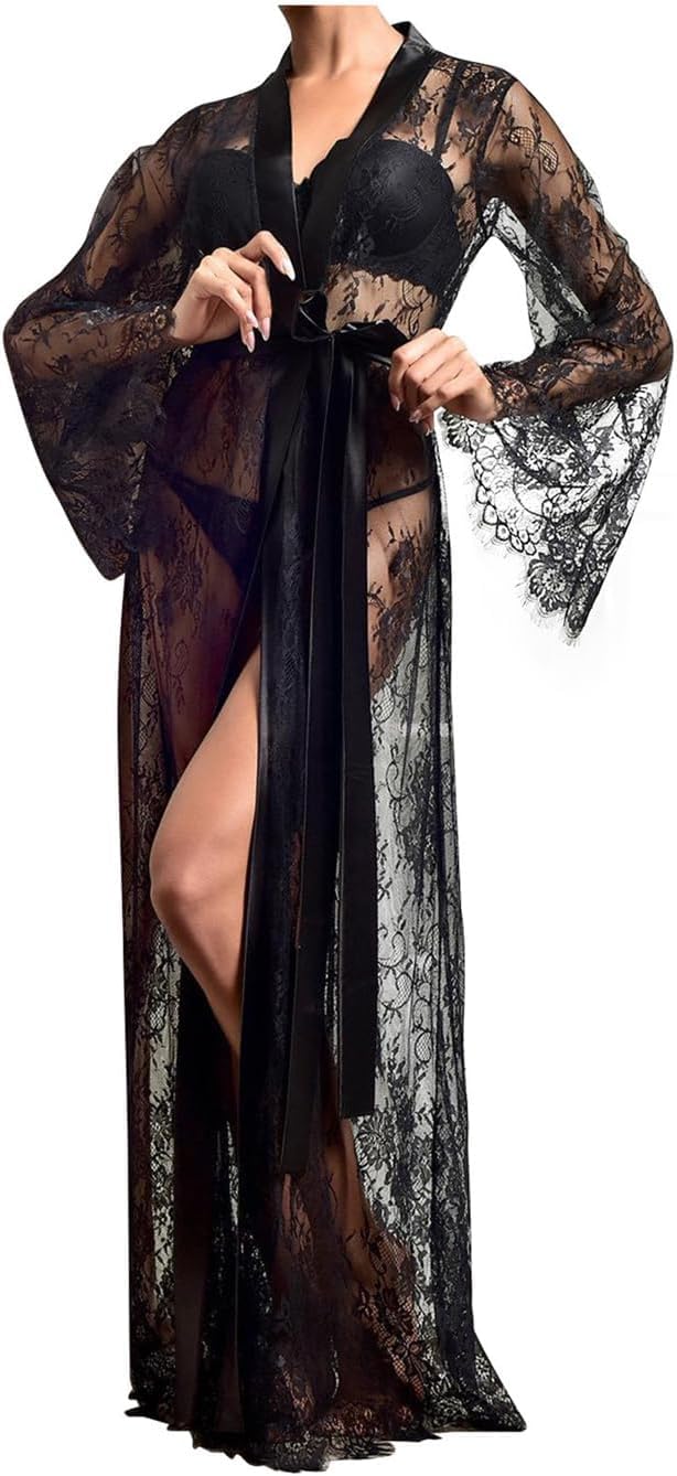 Lace Robes for Women Sexy Long Lingerie Robe for