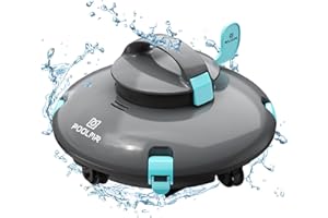 PoolMr Cordless Robotic Pool Cleaner - Above Ground Pool Vacuum - 140 Mins Lasting, 52 Ft/Min Speed, Dual-Motor, IPX8 Waterproof, Self-Parking, Pool Vacuum Cleaner for Flat Swimming Pools, GreenBlack