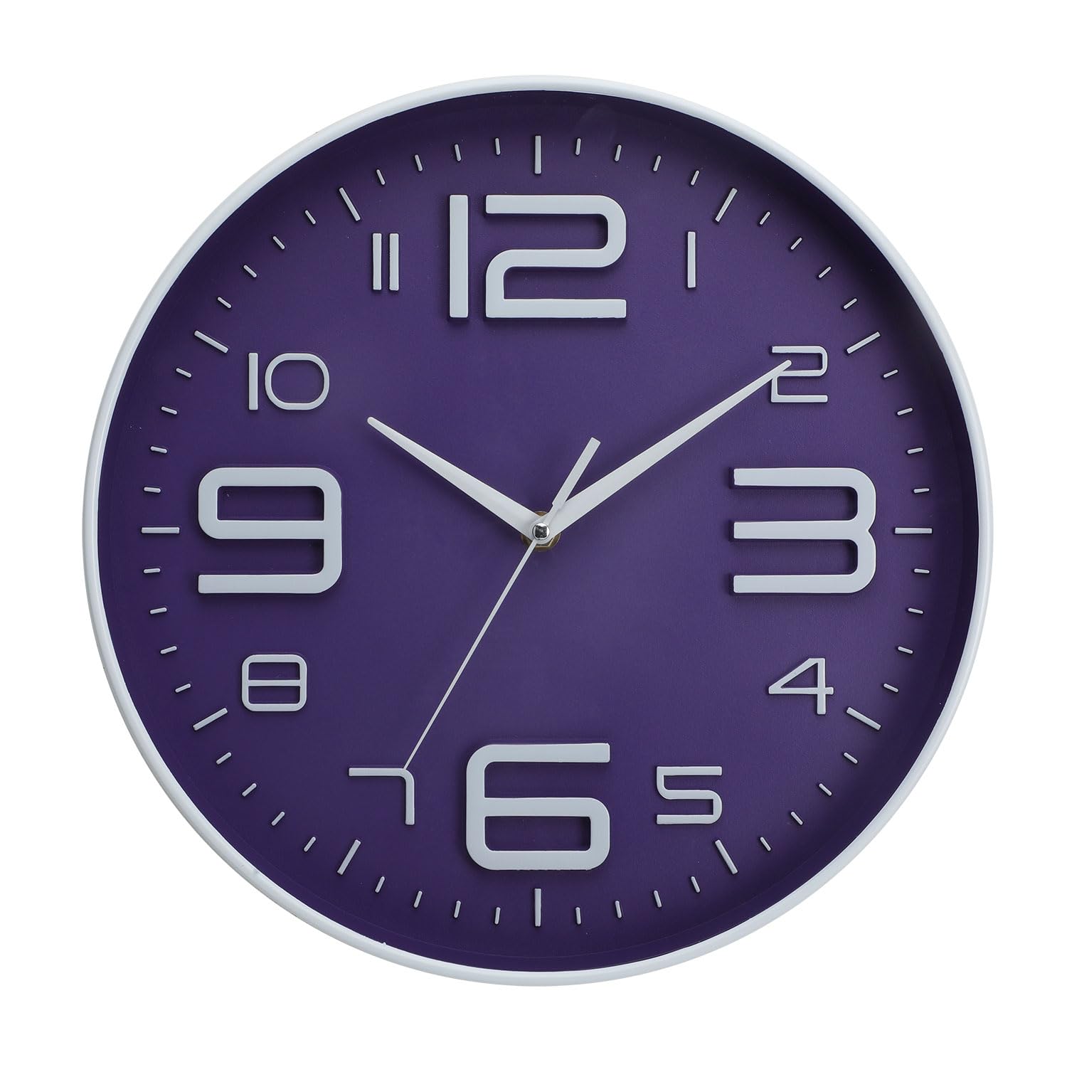 Photo 1 of 12 inch Silent and Non tick Battery Powered Quartz Round Wall Clock, Blue Modern Decorative Clock, Suitable for Home, Office, Bedroom (Purple;)