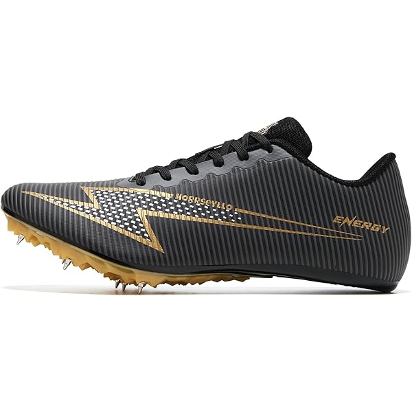 nike black and gold track spikes