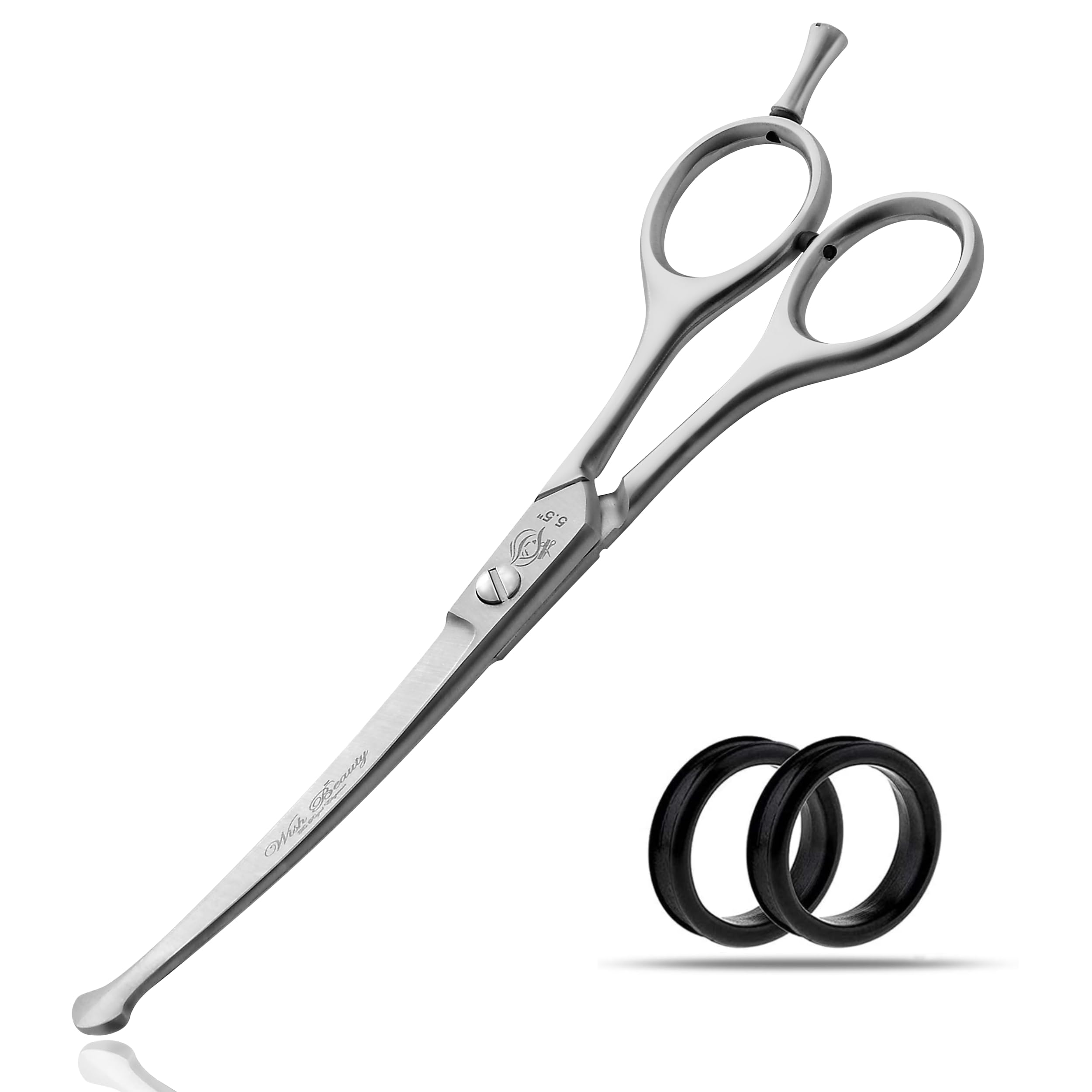 Wishbeauty Professional Dog Grooming, Pet Thinning Shears Curved Safety Scissors Blunt End Set Round Tip - 5.5"