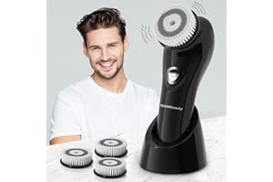 TOUCHBeauty Facial Brush for Men Skin Scrubber with Advanced 6 Degree Oscillating Vibration Cleansing Technology, Waterproof Men's Facial Exfoliator Massager Black TB-1487