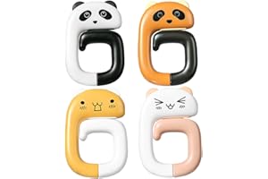 SHINEOFI 4pcs Cartoon Panda Shape School Bag Hooks Multi-Function Safety Chain Desk Backpack Hangers Portable