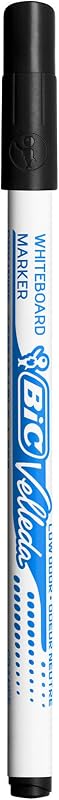 Velleda 1721, Rotuladores para Pizarra Blanca Punta Fina (2,8 mm), Gran Capacidad de Borrado, Negro, Caja de 24 Unidades