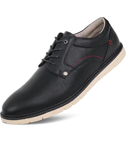 bravo! Men Dress Shoe King-6 Classic Lace-up Cap Toe Oxford Leather Sock Medium and Wide Width Black Size 6M