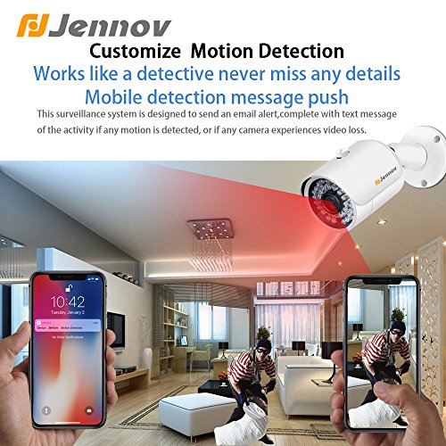 POE Security Camera System, Jennov 4 Channel 1080P PoE Security System CCTV Home Surveillance Outdoor IP Cameras Night Vision Power Over Ethernet, Motion Detection(No Hard Drive)