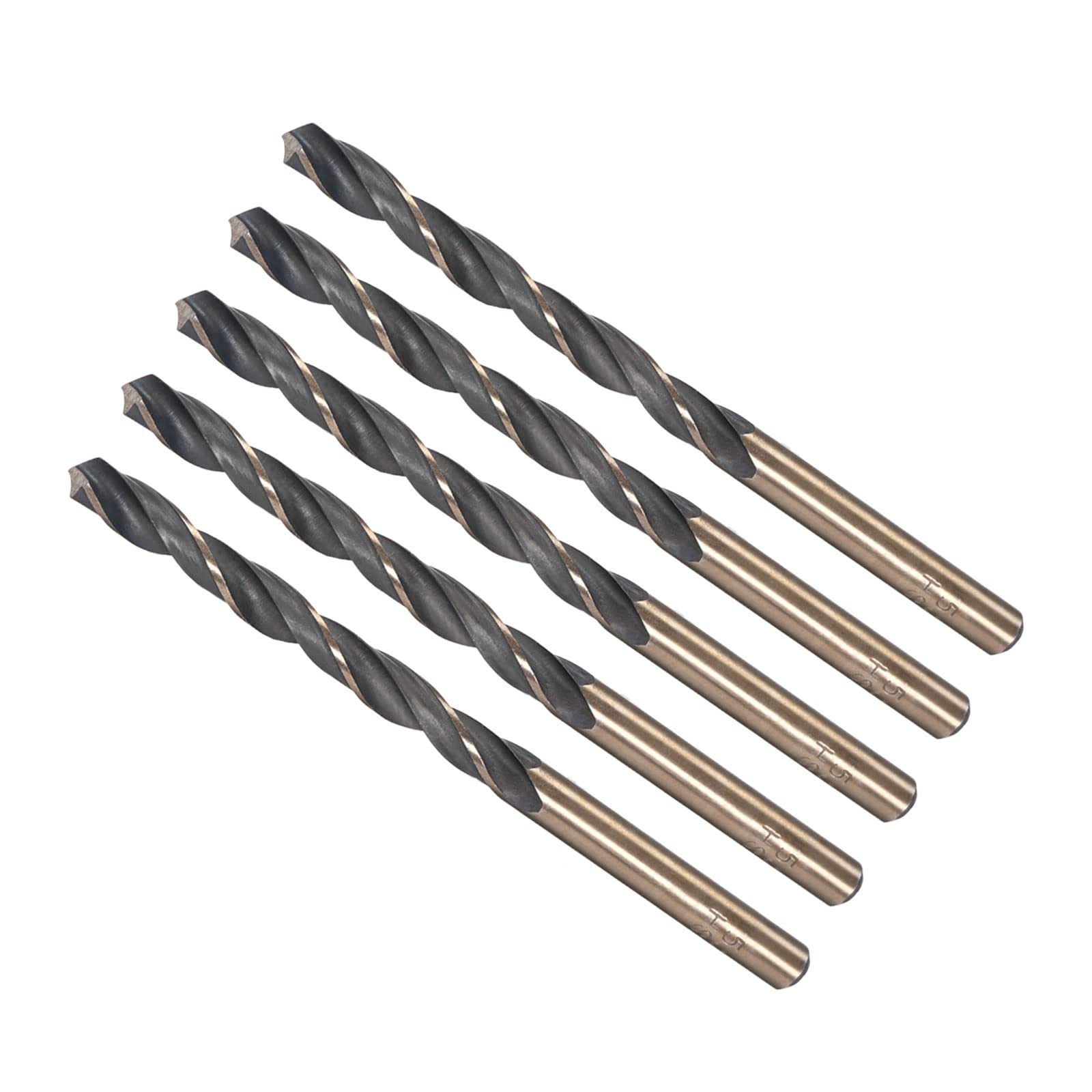 CoCud Twist Drill Bits, 5.2mm Cutting Edge, Titanium & Nitride Coated High Speed Steel 4341 Round Shank - (Applications: for Stainless Steel Drilling Machine), 5-Pieces โ image 1