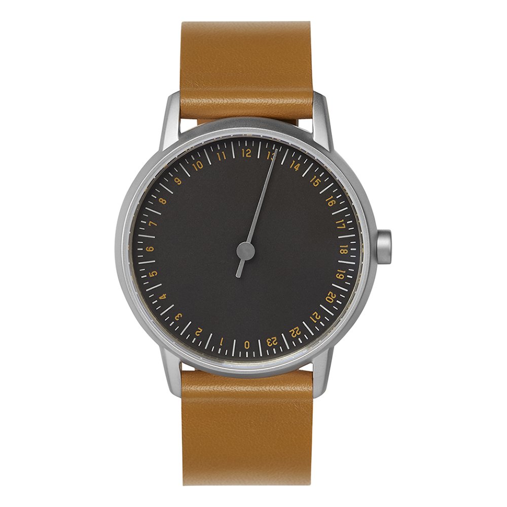 SLOW Round 04 - Brown Leather, Silver Case, Grey Dial