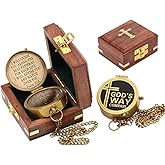 God’s Way Compass, Psalm 32:8, Solid Brass Directional Engraved Compass, Baptism Gifts for Boys Girls, First Communion, Christian Gifts for Men, First Confirmation Gifts for Boys Catholic Gifts