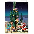 Tarjeta de Navidad para decoración de cactus del desierto, 18 tarjetas y sobres de Navidad occidentales