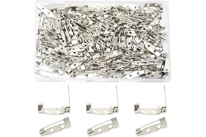 Hocansen 200 Pieces Bar Pins Locking Pins Backs Safety Clasp Brooch for Name Tags Badges Corsage Making and DIY Crafts(20mm/XC)