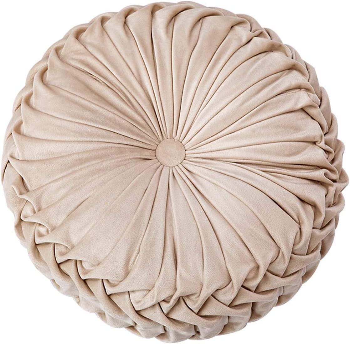 Fouriding Round Throw Pillow for Couch Decorative 15"X15" Pumpkin Round Velvet Cushion for Sofa Bed Chair Floor Car Decorative (Beige) — image 1