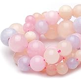 Chicager 8mm Natural Stone Beads for Jewelry Making,Morganite Polished Smooth Round Gemstone Beads for Bracelet Necklace 15 Inch