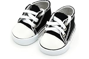 PUHIKE Black Doll Shoes, Doll Canvas Shoes for 18-Inch Dolls American Dolls Accessories Canvas Sneakers with Laces for 18 Inch Boy or Girl Dolls 18 Inch Doll Accessories