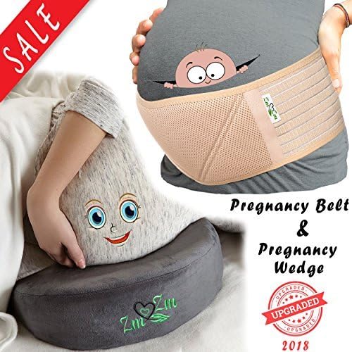#1 Top Recommended Maternity Belt & Wedge Pillow Set to Ease Pregnancy Discomfort and Lower Back and Pelvic Pain - (Bundle-3 Items:Belly Band (Memory Foam)+ Wedge Pillow + Clear PVC Carrying Bag)