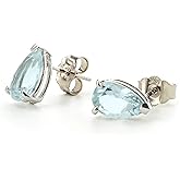 3.15 CTW 14k Solid White Gold Talk To Flowers Aquamarine Earrings