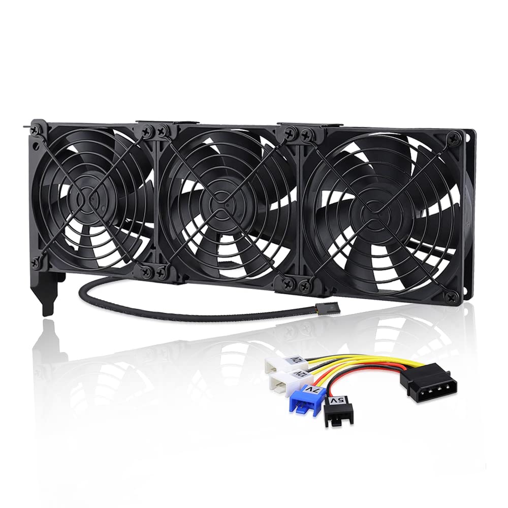 GDSTIME 92mm 12V Computer Fan 92mm 9025 PCI Graphic Card Fan GPU Cooler Triple 3x1800RPM 3x40CFM 28dBA for Desktop Gaming Console