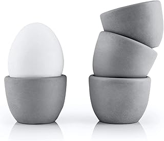 HEYNNA® Premium Eierbecher 4er Set aus robustem Beton/grau Eierhalter im zeitlosen Design - ⌀5cm