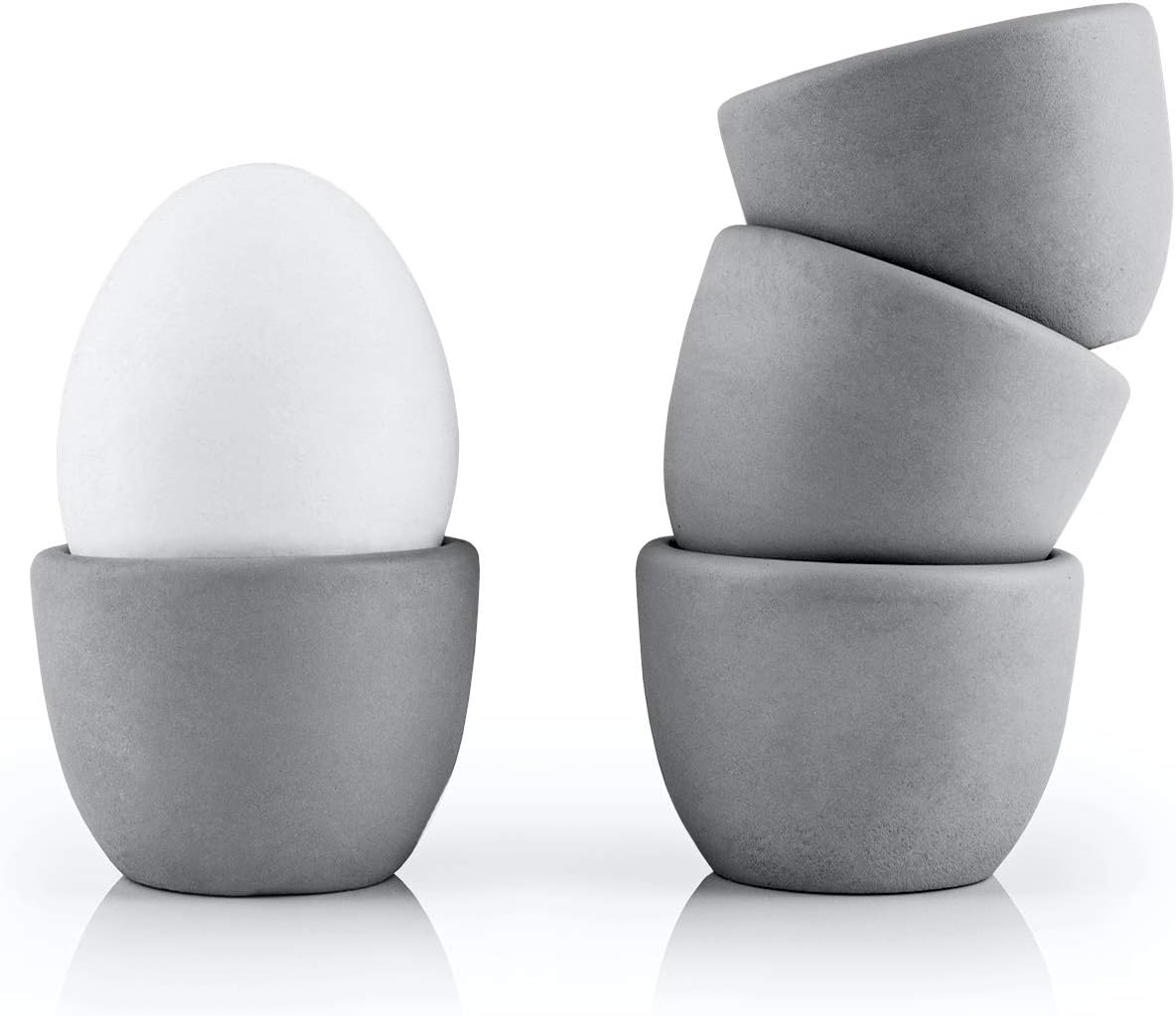 HEYNNA® Premium Eierbecher 4er Set aus robustem Beton/grau Eierhalter im zeitlosen Design - ⌀5cm