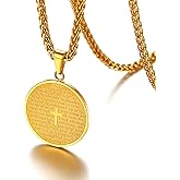 U7 Stainless Steel Cross Necklace for Women Men 18K Gold Plated Crucifix Cross Pendant Necklaces with Leather Rope