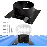 8 Inch Roof Whirlybird Turbine Vent Adapter, Shipping Container Corrugated Roof Vent Adapter, Designed for Conex Container, Fit 8" Round Chimney Cap, Solar Vent (Not Included), Black, 1 Pack