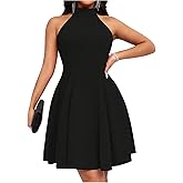 Milumia Women's Elegant Halter Dress Sleeveless Flared A Line Formal Short Dresses
