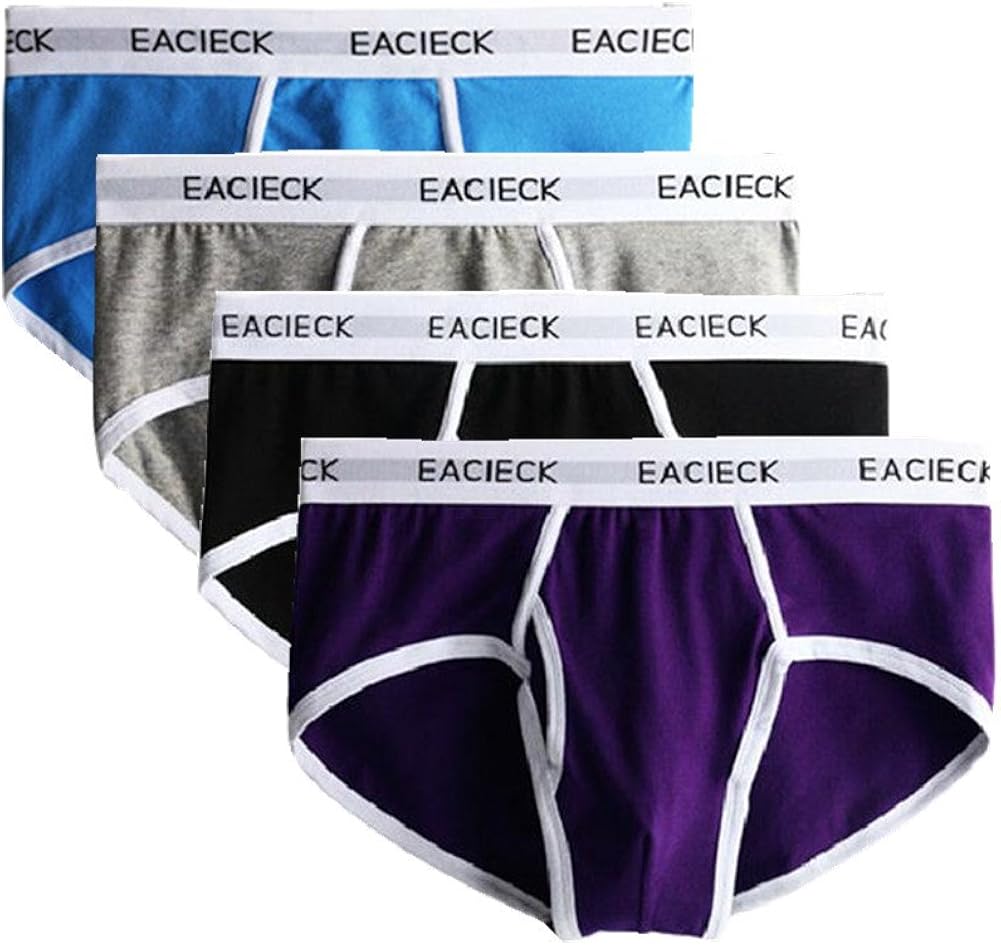 EACIECK Mens Briefs Underwear Pack 4 Classic Cotton Boxer Briefs