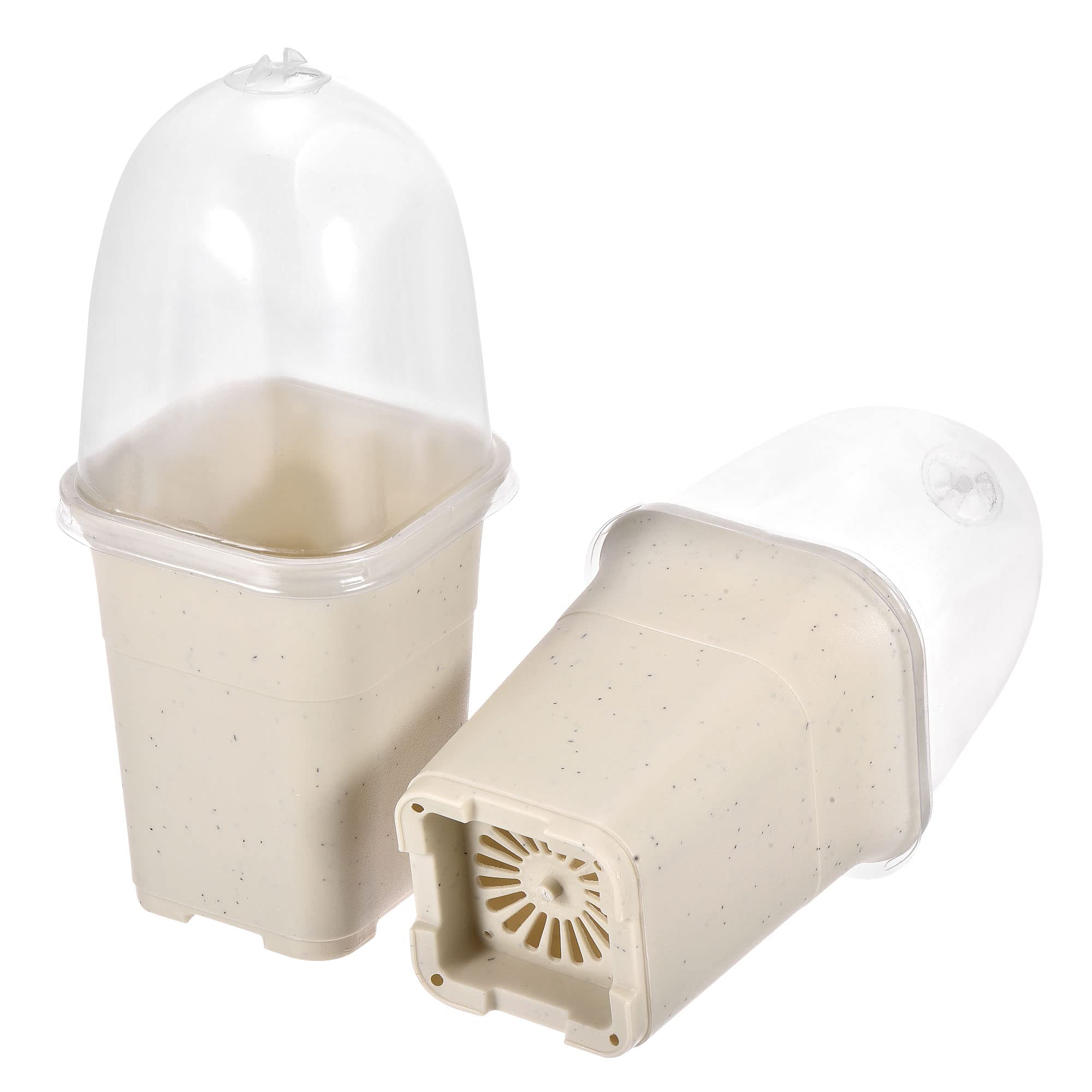 PATIKIL 3.5 Inch Square Nursery Pot, 5 Pack Plastic Flower Plant Container with Cover for Gardening Indoor Outdoor, White