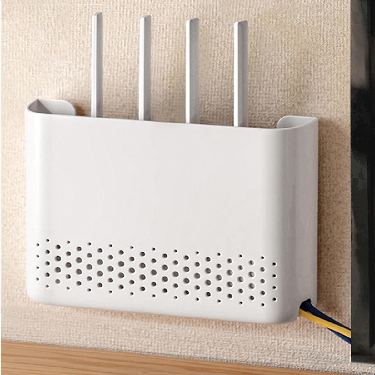 Router Shelf, Wifi Router Box, Wifi Router Storage Box, Cable Organiser Wall Mounted Floating WLAN Router Rack for Storage of Internet Cables, Wires, Routers, TV Set-Top Boxes etc. (Size:30x6x22cm)