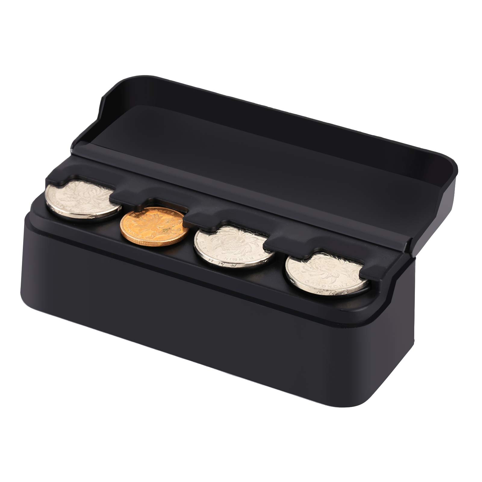 Car Coin Holder Organizer, Portable Coin Case Storage Box Black Holder Changes Storage Box Car Coin Case Money Container for Car, Truck, RV Interior Accessories