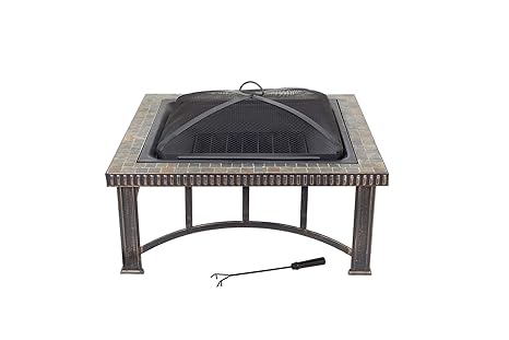 La Hacienda Rimini Slate Mosaic Steel Firepit Bronze Effect