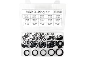 200pcs O-Ring Seals, 15 Sizes Rubber Gasket Seal Assortment Kit, Spacer Washer Assortment for Faucets, Vehicle Air Conditioni