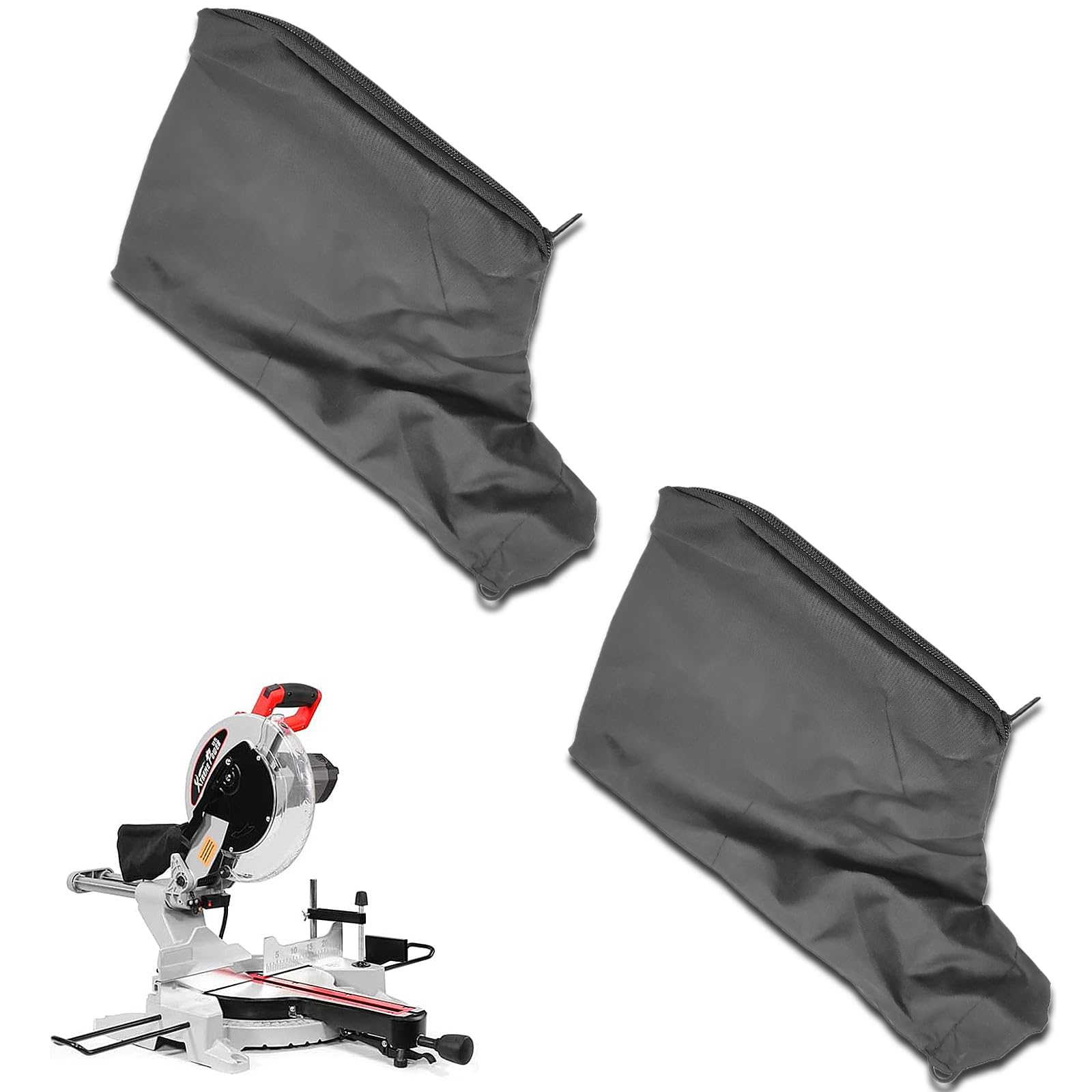 2 Pcs Dust Bag for Model Miter Saw with Zipper & Wire Stand for Easy Disposal of Dust Inside, Belt Sander Parts Anti-dust Cover Bag (Black)