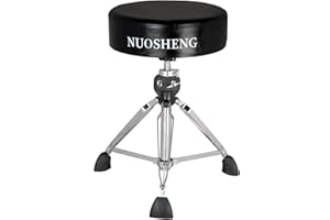 NUOSHENG Drum Throne with Tripod Base, Heavy Duty Drum Seat,Drum Stool ，Rotatable Drum Chair with Double Braced Anti-Slip Feet Black