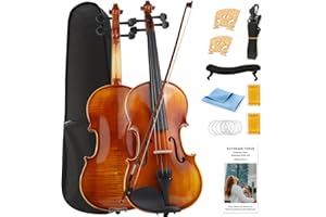 Eavnbaek Violin 1/2 Half Size Set, Solid Wood Fiddle for Adults Beginners Students Kids, with Hard Case, Violin Bow, Shoulder Rest, 2 Rosins and Extra String