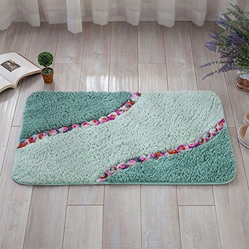 Rose Bathroom Rugs,Microfiber Non-Slip Decorative Shower Rug Shaggy Doormat Absorbent Floor Mat (15.8x23.6Inch Green)
