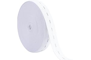 DHAIQC Flat Sewing Elastic Band with Buttonholes 3/4 Inch x 11 Yards, White Knit Elastic Spool High Elasticity Stretchable for Waistband, Pants Waist, Necklines or Crafts DIY