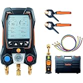 testo 550s AC Manifold Gauge Set &ndash; Manifold Gauges HVAC &ndash; Incl. 2x 115i Pipe Clamp, 1x 552i Micron Gauge, Set of 3 Hoses &ndash; Recharge Kit For AC, Refrigeration &amp; Heat Pumps &ndash; Bluetooth