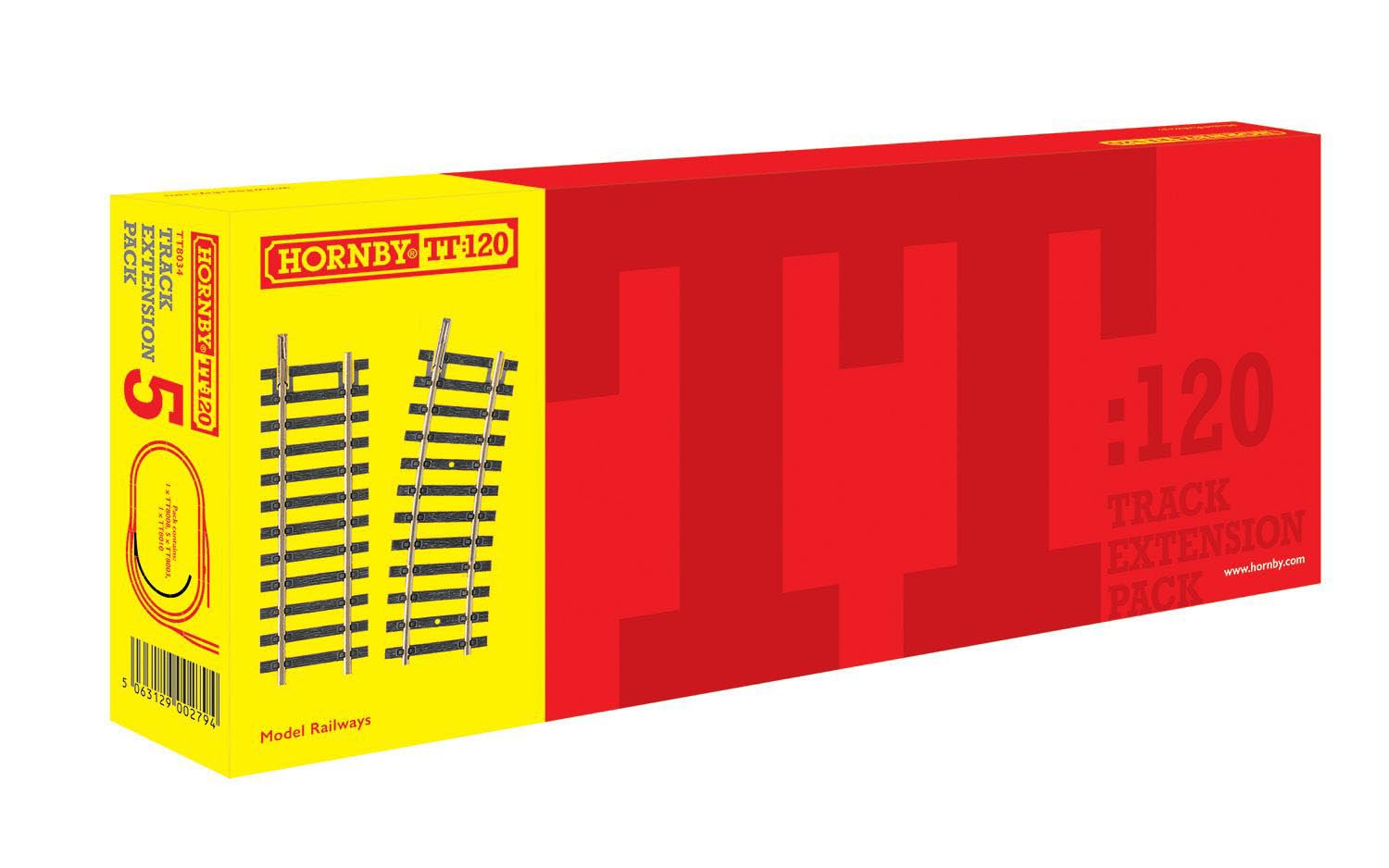 Hornby - TT:120 TT8034 TT Gauge Track Pack 5 - Extra Pieces for Model Railway Sets, Toy Train Track Pieces, Includes: 1 x TT8008, 5 x TT8003, 1 x TT8010 - Hobbies for Men - Scale 1:120