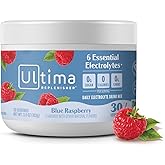 Ultima Replenisher Daily Electrolyte Powder Drink Mix – Sugar Free – Blue Raspberry, 30 Servings – Hydration Powder with 6 Electrolytes and Trace Minerals – Keto Friendly, Vegan, Non-GMO